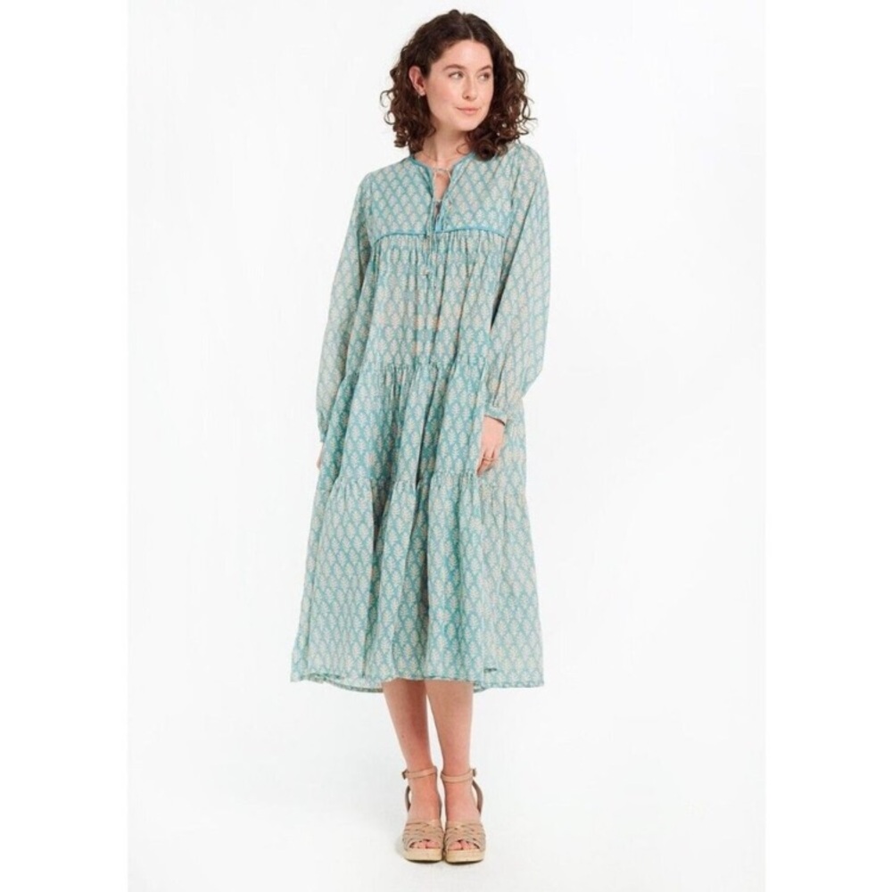 Matta Blue Patterned Midi Dress